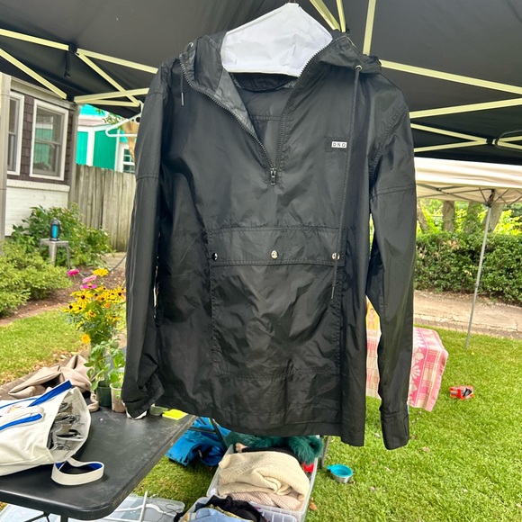 Black Hooded Windbreaker Jacket - Picture 1 of 3